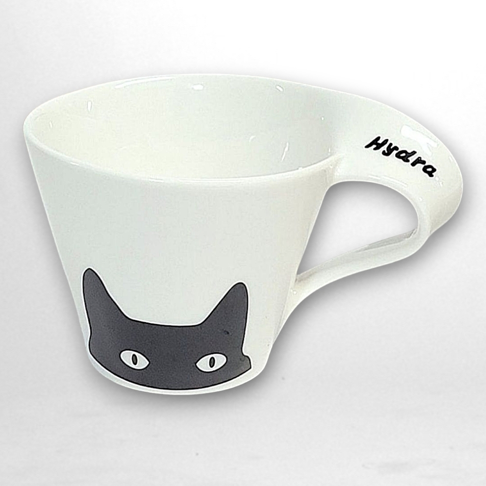 Hydra Brand Black & White Cat Whimsical Mug